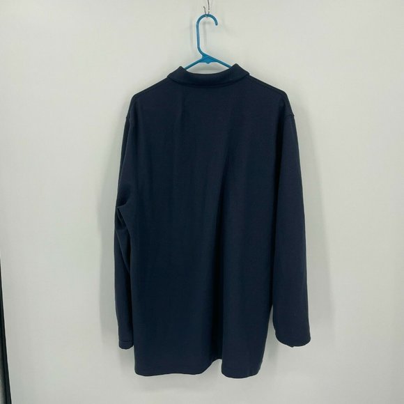 #154 L.L. Bean Mens Traditional Fit Long Sleeve Polo Shirt Large Reg Blue Collar - Picture 6 of 8